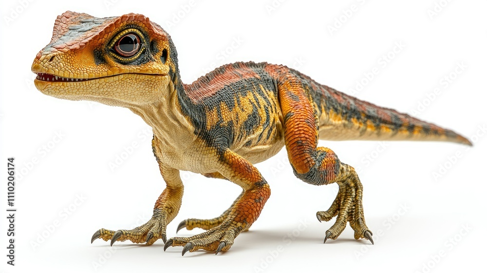 Adorable baby dinosaur, orange and black, isolated on white. Adorable baby dinosaur, orange and black, isolated on white.