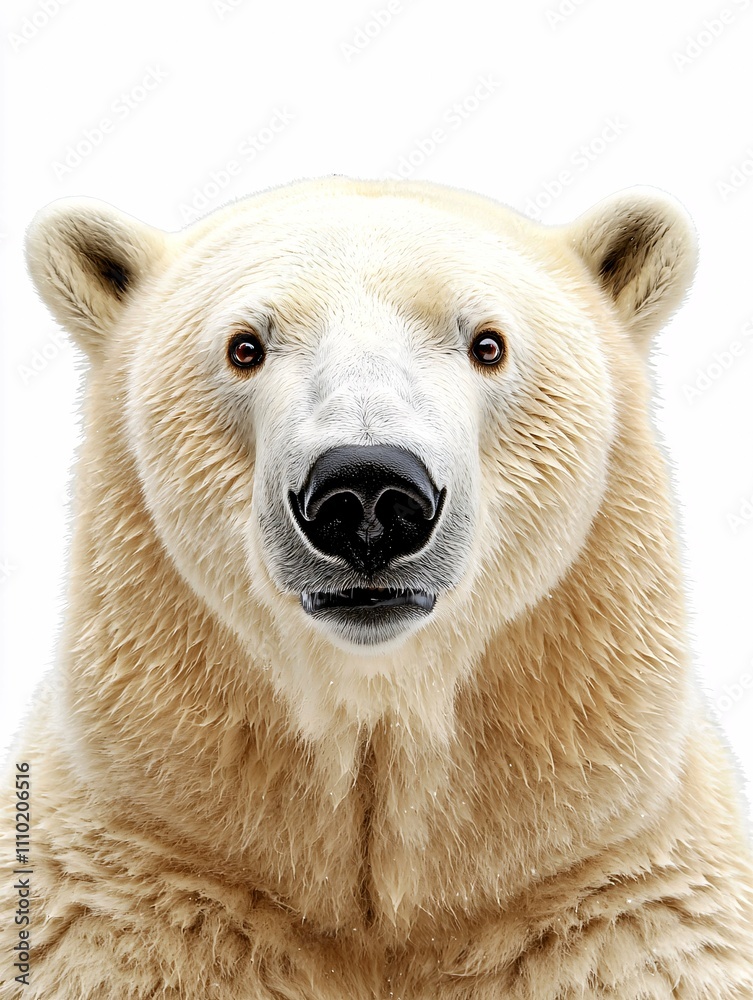 International Polar Bear Day showcases a captivating close-up of a polar bear against a stark white backdrop, accentuating its fur texture and expressive eyes to promote biodiversity awareness. International Polar Bear Day showcases a captivating close-up of a polar bear against a stark white backdrop, accentuating its fur texture and expressive eyes to promote biodiversity awareness.