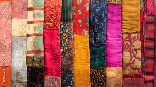A vivid portrayal of ethnic diversity with a vibrant tapestry woven from fabrics representing different cultures, symbolizing unity through diversity, minimalist composition