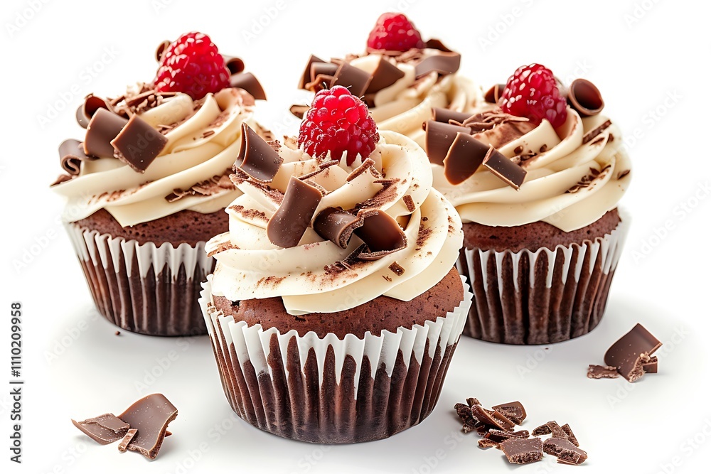 Chocolate cupcakes isolated on white background Chocolate cupcakes isolated on white background