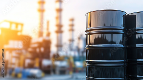 Oil barrels stacked in rows, symbolizing the global reliance on fossil fuels and the need for sustainable energy solutions. photo