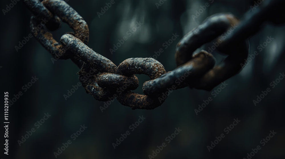 Rusty industrial chains in close-up showcasing weathered textures against a dark background highlighting decay and history in metalwork. Rusty industrial chains in close-up showcasing weathered textures against a dark background highlighting decay and history in metalwork.
