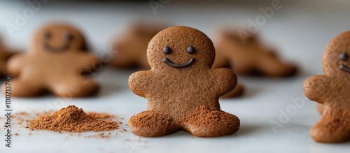 Gingerbread man cookies with spices in the foreground showcasing a festive atmosphere and delightful holiday treats