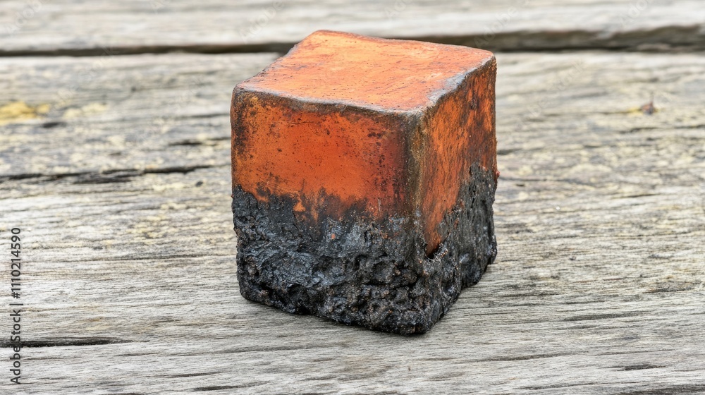 Metal weld joint showing a cube of fused metal, showcasing a textured ...