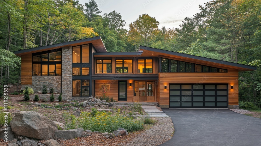 Elegant Contemporary Home Surrounded by Nature Featuring Glass Facade and Wood Accents Elegant Contemporary Home Surrounded by Nature Featuring Glass Facade and Wood Accents