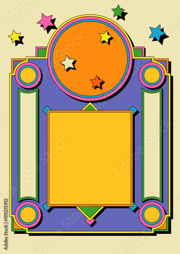 1970s Colors Abstract Poster for Retro Party, Event