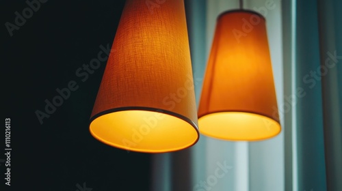Wallpaper Mural Elegant pendant lights with warm orange glow illuminating a luxurious interior space, creating a cozy and inviting atmosphere. Torontodigital.ca
