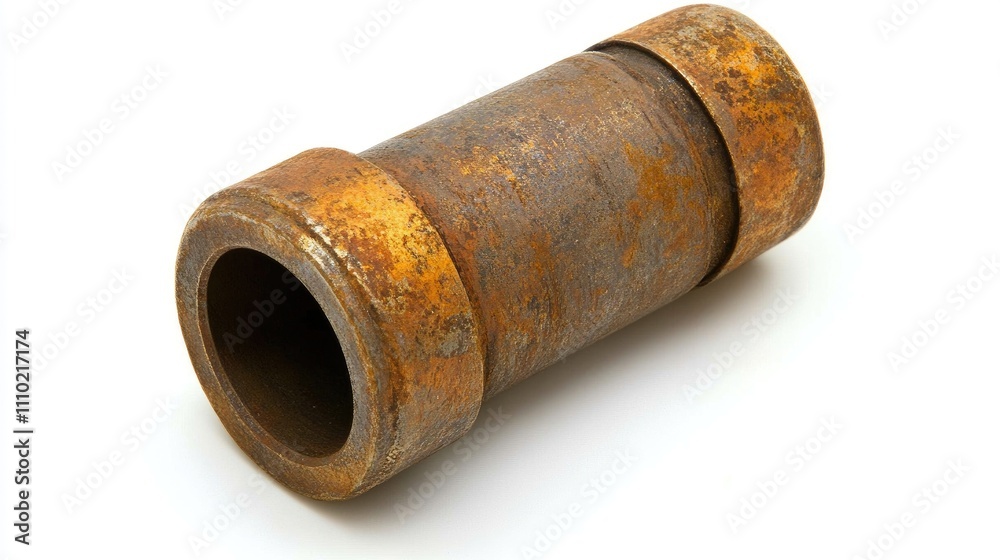 Rusty steel dowel for sighting gun isolated on a white background showcasing vintage industrial design and weathered texture. Rusty steel dowel for sighting gun isolated on a white background showcasing vintage industrial design and weathered texture.