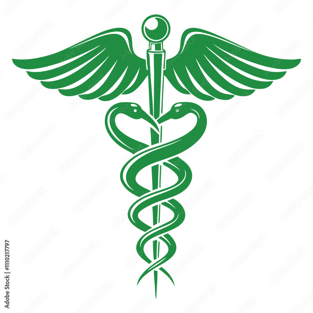 Healthcare and Medicine Icon: Winged Caduceus with Snakes for Professional Design , ai generated Healthcare and Medicine Icon: Winged Caduceus with Snakes for Professional Design , ai generated