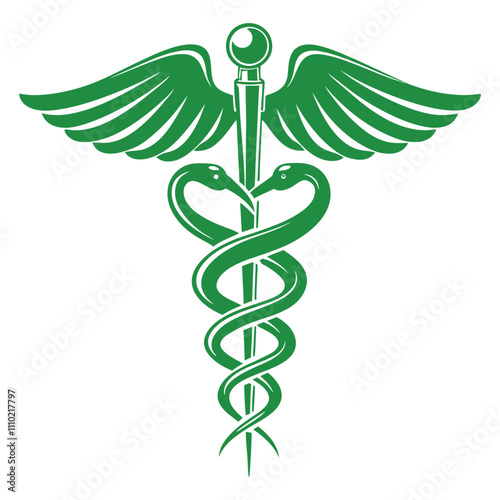 Healthcare and Medicine Icon: Winged Caduceus with Snakes for Professional Design , ai generated