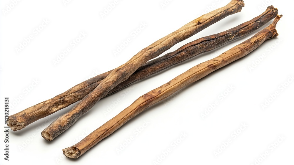 Dried yardlong beans with a textured surface, isolated on a clean white background, agricultural product, healthy food, organic ingredient, natural vegetable. Dried yardlong beans with a textured surface, isolated on a clean white background, agricultural product, healthy food, organic ingredient, natural vegetable.