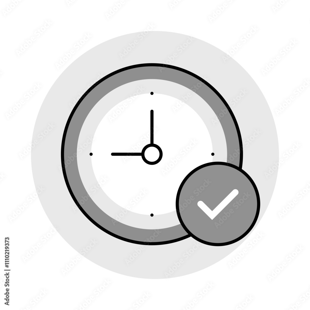 Time Management – Clock with Checkmark Representing Punctuality and Efficiency Time Management – Clock with Checkmark Representing Punctuality and Efficiency