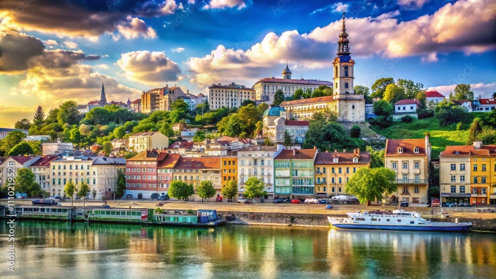 Breathtaking Landscape of Old Historical Town Belgrade by the Sava River, Showcasing Architectural Heritage and Scenic Beauty of Serbia's Capital City Breathtaking Landscape of Old Historical Town Belgrade by the Sava River, Showcasing Architectural Heritage and Scenic Beauty of Serbia's Capital City