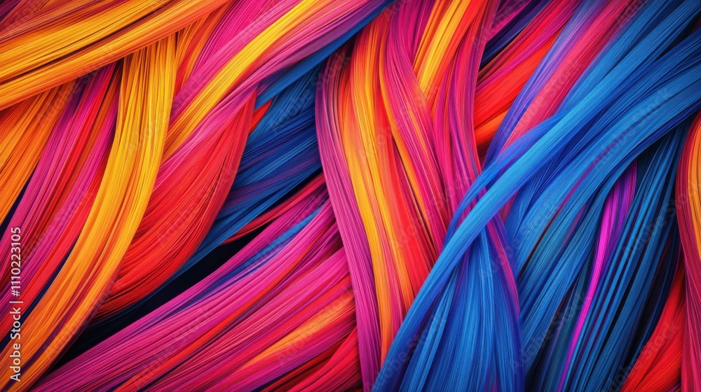 An abstract depiction of multicolored intertwined threads creating a tapestry-like pattern on a smooth surface, Representing the intricate and beautiful result of different perspectives woven together An abstract depiction of multicolored intertwined threads creating a tapestry-like pattern on a smooth surface, Representing the intricate and beautiful result of different perspectives woven together
