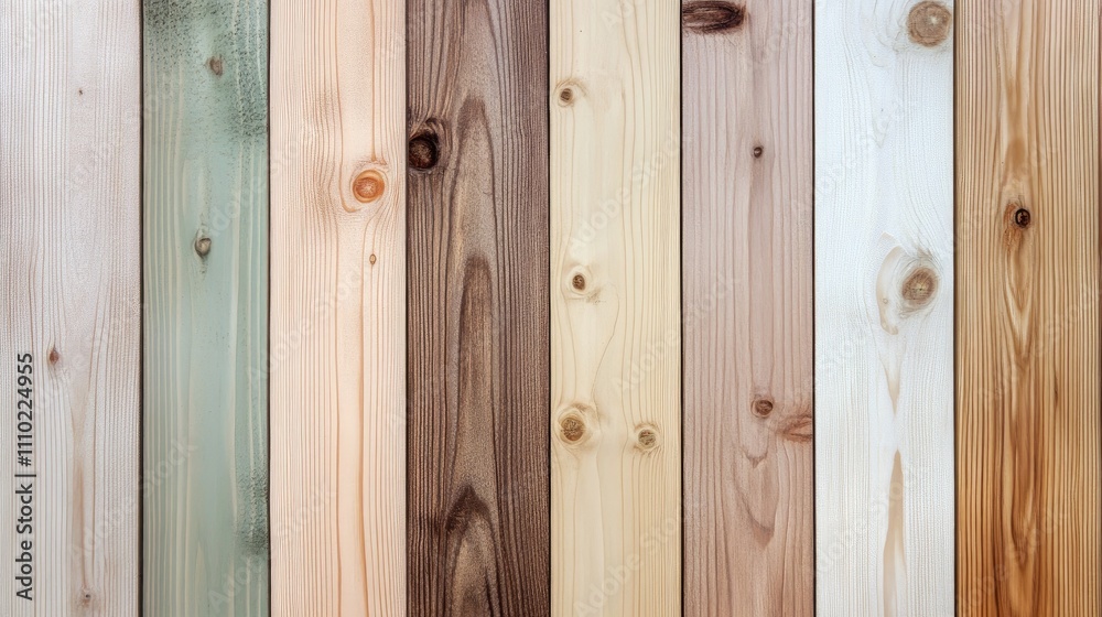 Textured wooden planks arranged vertically in various natural shades showcasing the beauty of wood grain and color variations for design use Textured wooden planks arranged vertically in various natural shades showcasing the beauty of wood grain and color variations for design use