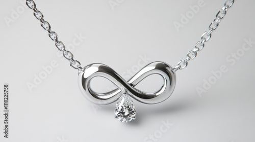 Silver chain with diamond pendant