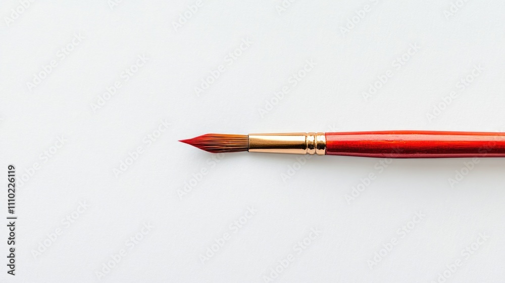 Paint brush with red handle and fine tip isolated on white background perfect for artistic and creative concept design. Paint brush with red handle and fine tip isolated on white background perfect for artistic and creative concept design.