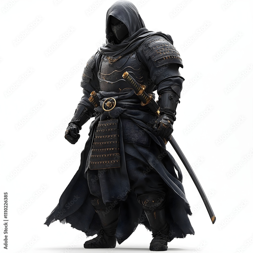 Ninja Samurai In Black Clothes On White Background. Illustration On The Theme Of History, Warrior And Weapons, Fantasy And Cinema. Generative AI
Ninja Samurai In Black Clothes On White Background. Illustration On The Theme Of History, Warrior And Weapons, Fantasy And Cinema. Generative AI