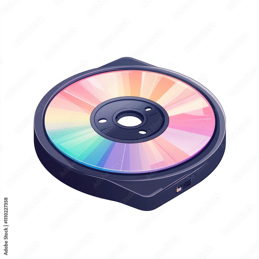 Colorful disc in a dark case. Colorful disc in a dark case.