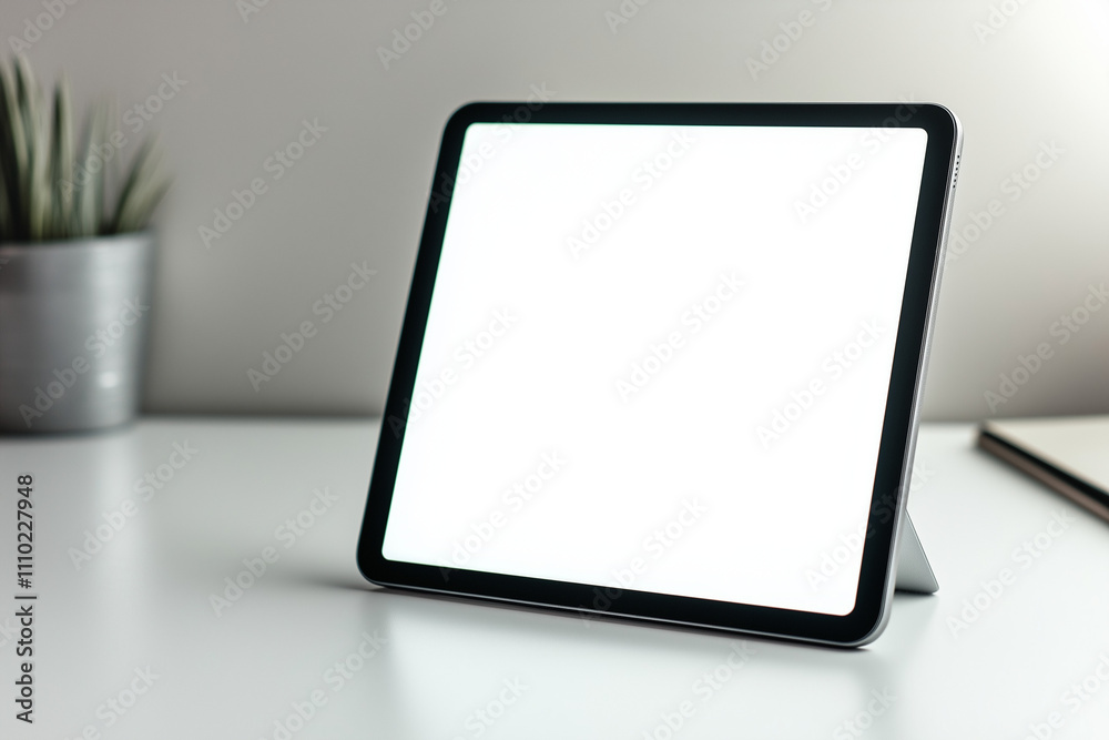 Selective focus tablet with white empty screen isolated on white background, Close up shot phone with blank space on the screen. Selective focus tablet with white empty screen isolated on white background, Close up shot phone with blank space on the screen.