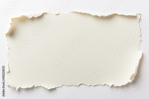 Rip paper isolated on white background, Selective focus craft paper on white, Tear off handmade paper.