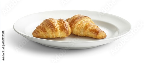 Freshly baked golden croissants served on a classic white dish perfect for breakfast or pastry-themed designs