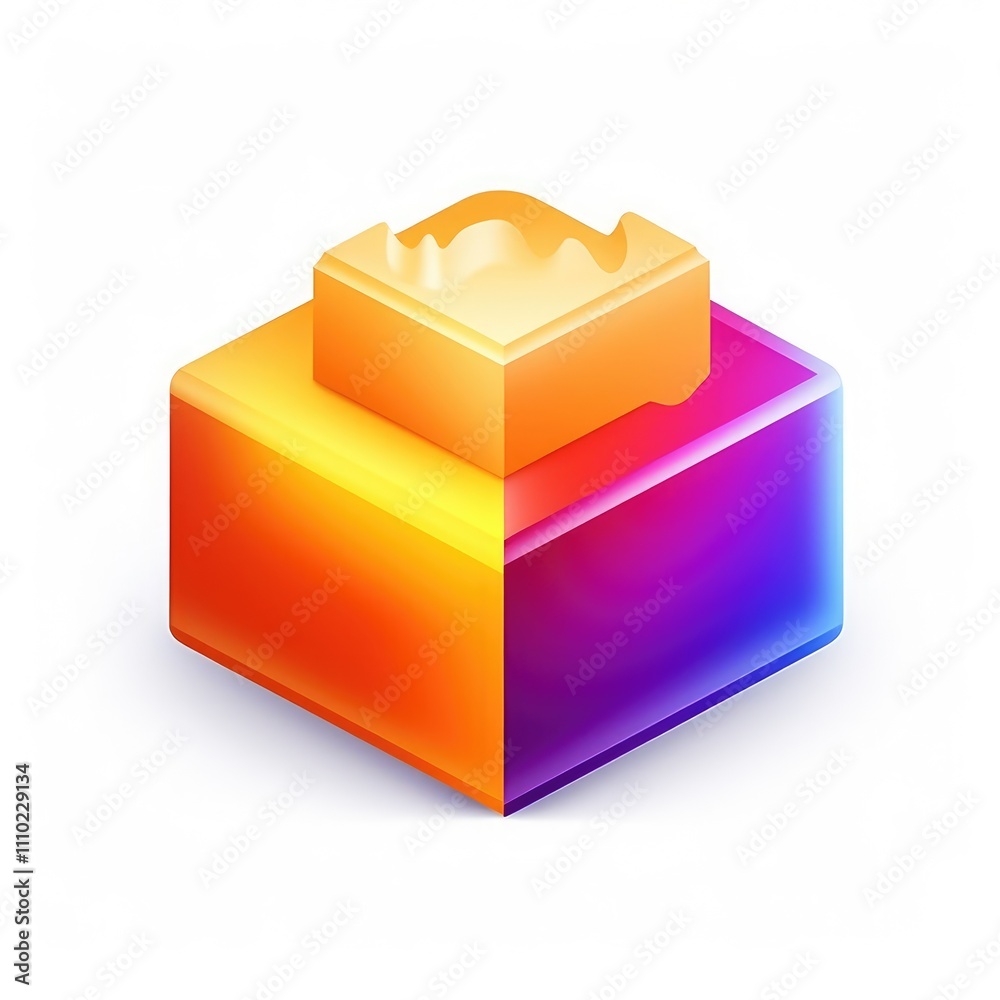 Colorful isometric cube with a smaller cube on top. Colorful isometric cube with a smaller cube on top.