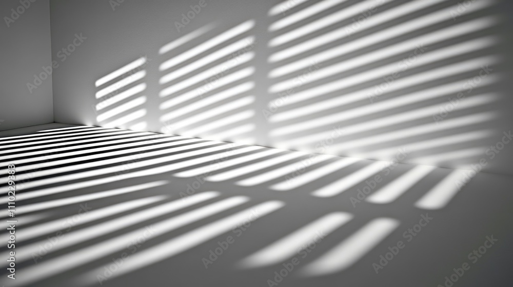 Abstract pattern of shadows and light lines on a minimalist wall creating a serene and artistic atmosphere for interior design concepts Abstract pattern of shadows and light lines on a minimalist wall creating a serene and artistic atmosphere for interior design concepts