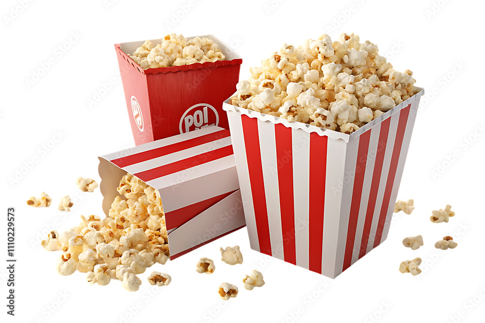 popcorn in box on white background 