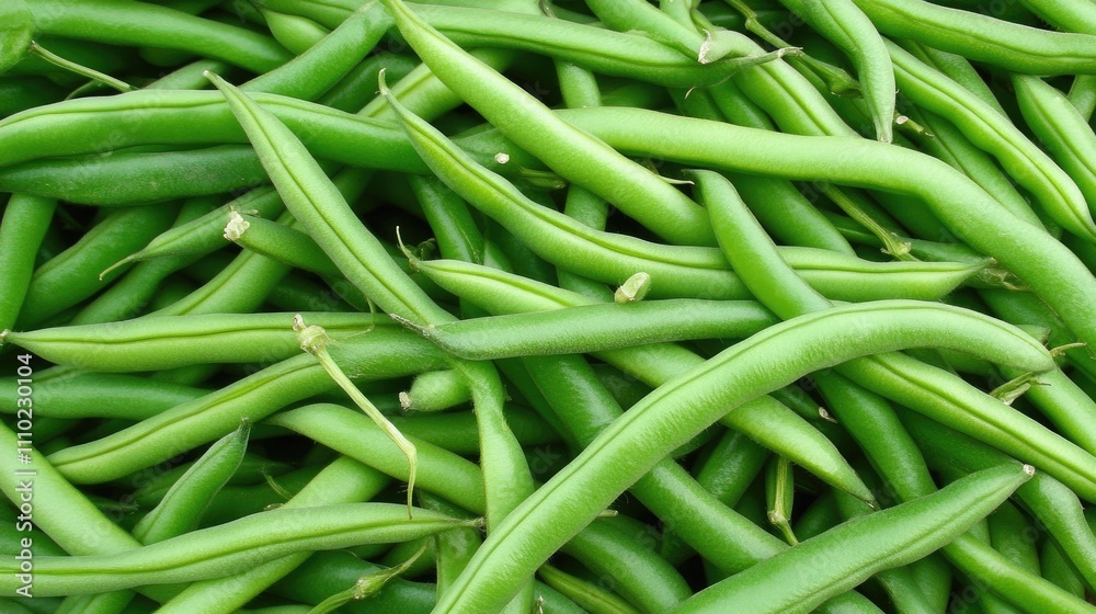 Fresh green beans piled up showcasing their vibrant color and healthy appearance ideal for agricultural or culinary themes. Fresh green beans piled up showcasing their vibrant color and healthy appearance ideal for agricultural or culinary themes.