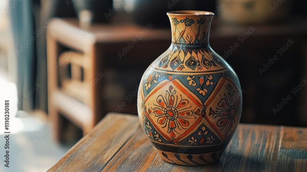 Artisan Pottery on Wooden Table Artisan Pottery on Wooden Table
