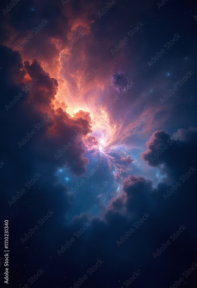 Colorful Cosmic Nebula Swirling in Starry Night Sky