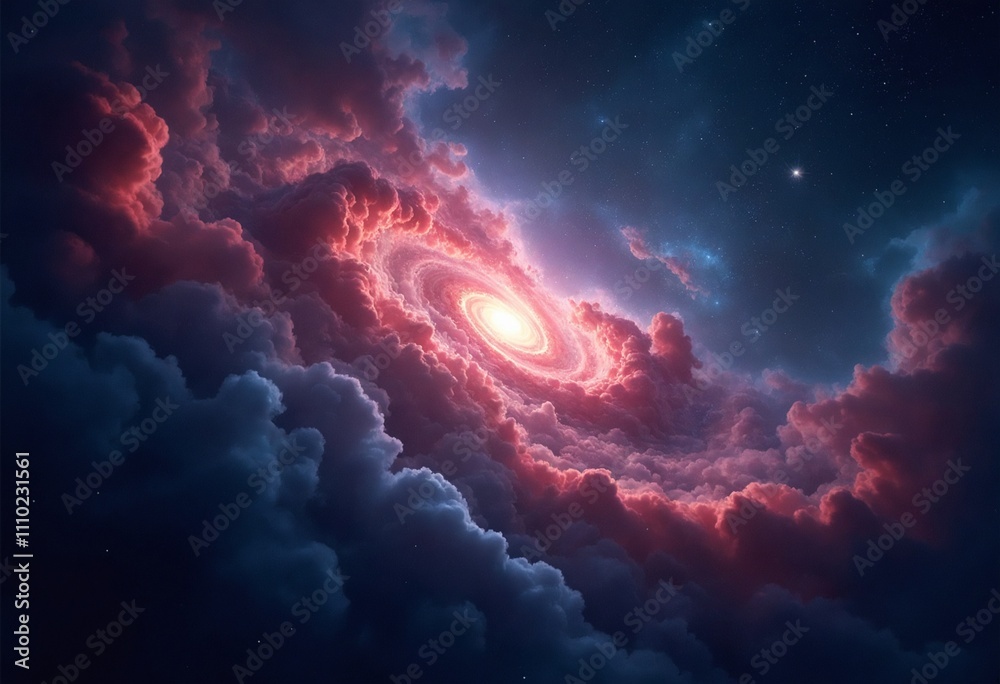 Colorful Cosmic Nebula Swirling in Starry Night Sky Colorful Cosmic Nebula Swirling in Starry Night Sky