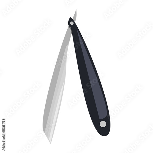 Straight razor vector illustration, straight shaving razor clip art, straight razor for shaving clipart, barber hair knife flat icon
