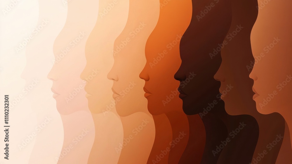 An abstract portrayal of racial equality with a gradient of skin tones forming a seamless gradient across a canvas, representing unity and diversity, minimalist composition An abstract portrayal of racial equality with a gradient of skin tones forming a seamless gradient across a canvas, representing unity and diversity, minimalist composition