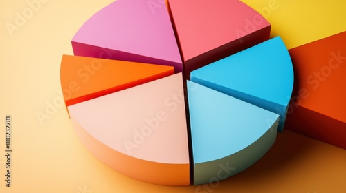 An abstract portrayal of socioeconomic inclusivity with a colorful pie chart where each segment represents different income levels, symbolizing balanced economic opportunities, minimalist composition photo