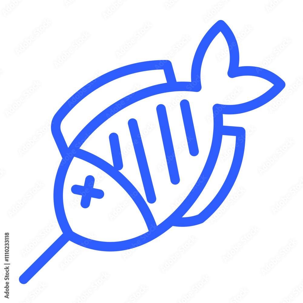 grilled fish color icon