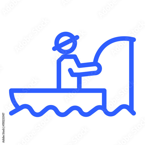 people fishing color icon