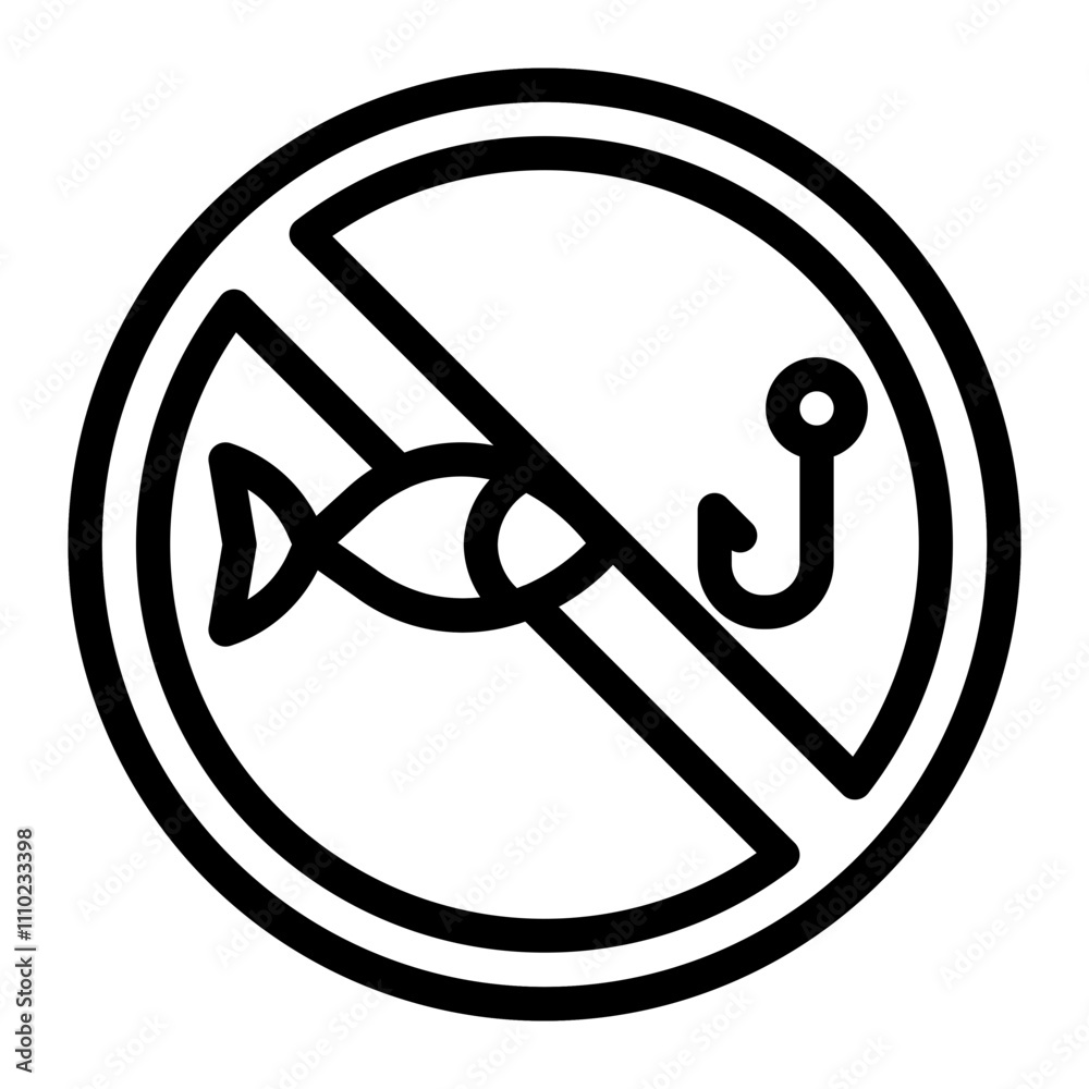 fishing is prohibited line icon fishing is prohibited line icon