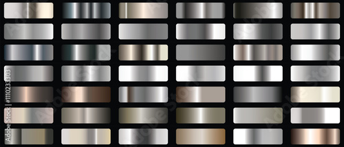 Set of Silver foil texture background. Silver background texture.  Realistic silver, gradient mesh. Steel metal background templates. Metal gradient collection. Vector illustration
