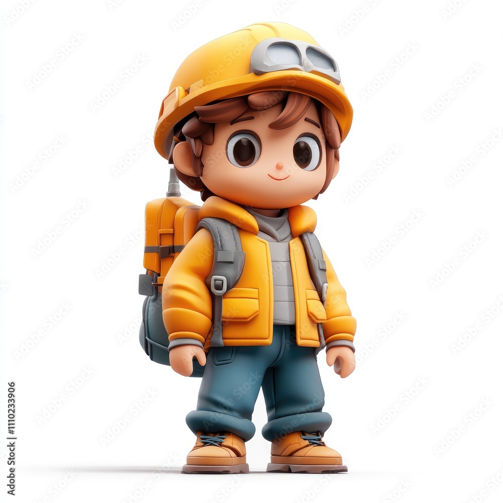 Cute 3D cartoon boy explorer. Cute 3D cartoon boy explorer.