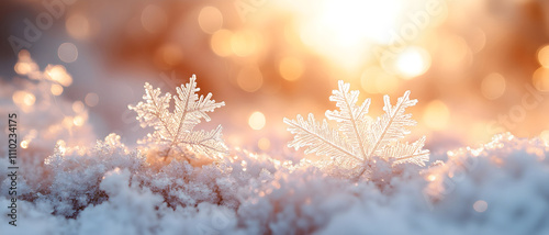 Close-Up Of Snowflakes Lying On The Surface. Illustration On The Theme Of Nature And Holiday, Background And Season.  Generative AI