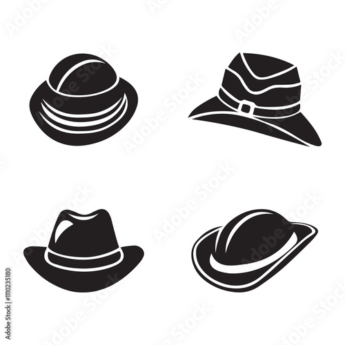 Hat icon Vector illustration. Cowboy Hat Silhouette Sign Design isolated on White Background