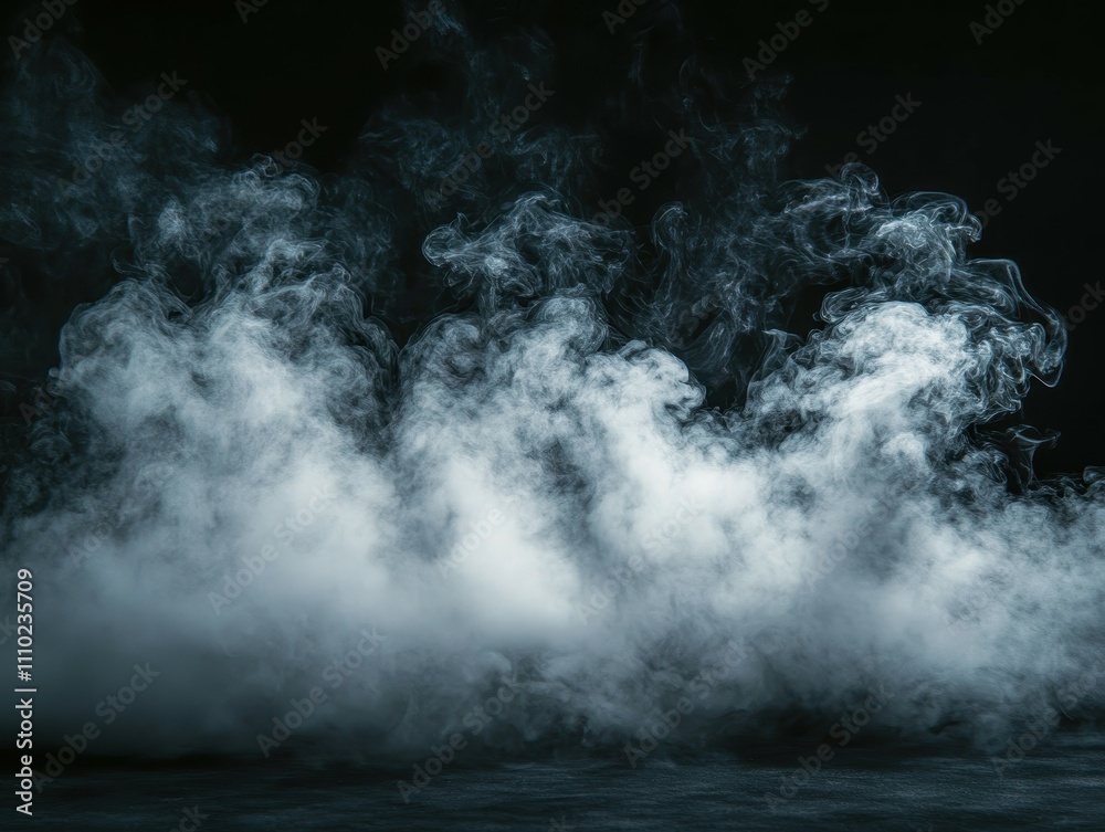 Naklejka premium Abstract white smoke swirling on dark background creating ethereal shapes and flowing patterns in motion