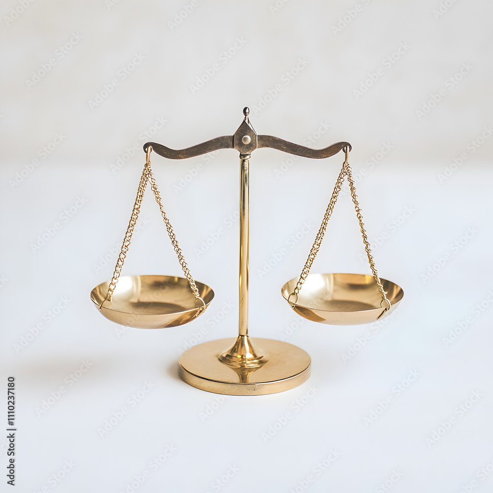 Gold Scale Of Justice On A White Background Gold Scale Of Justice On A White Background