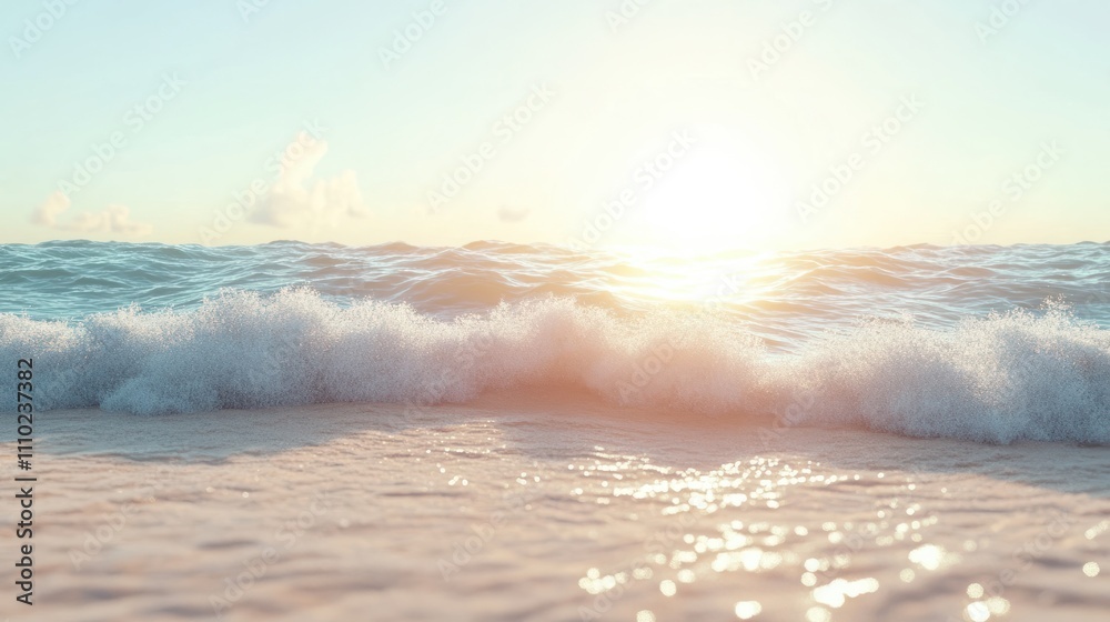 Fototapeta premium Summer sandy beach Background / wave, sea and sand for free space for you to put text..
