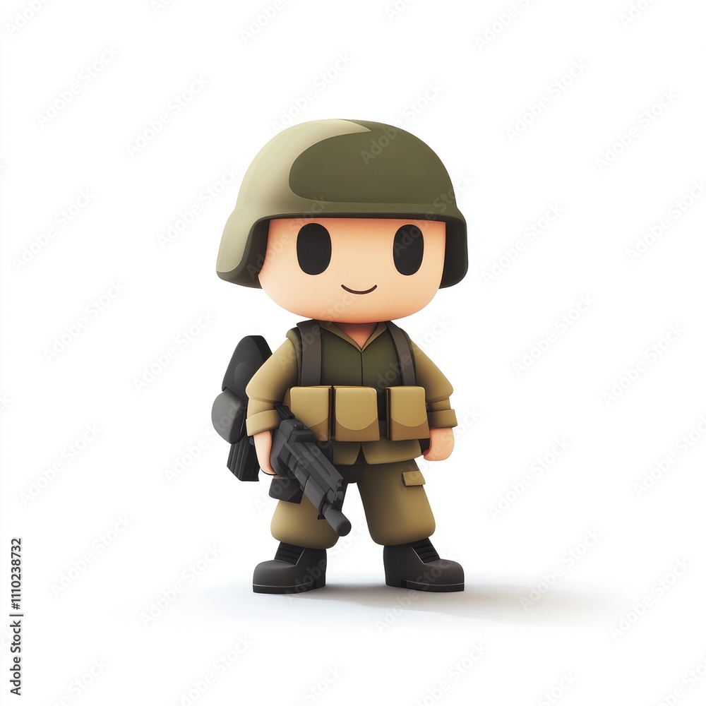 Cute cartoon soldier character. Cute cartoon soldier character.