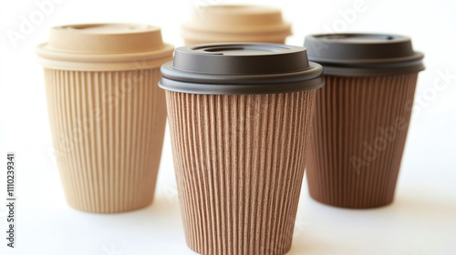 Wallpaper Mural Four stylish disposable coffee cups in various colors and sizes. Torontodigital.ca