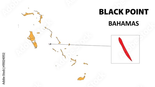 Black Point Map is highlighted on the Bahamas map with detailed state and region outlines. photo