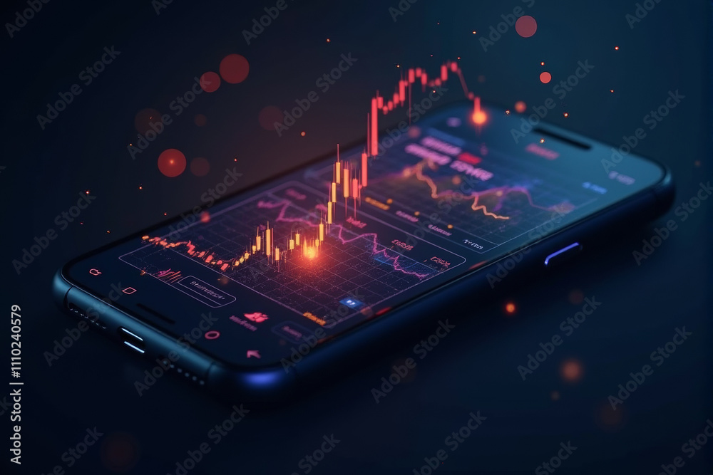A smartphone displaying a vibrant array of data visualizations, including charts, graphs, A smartphone displaying a vibrant array of data visualizations, including charts, graphs,